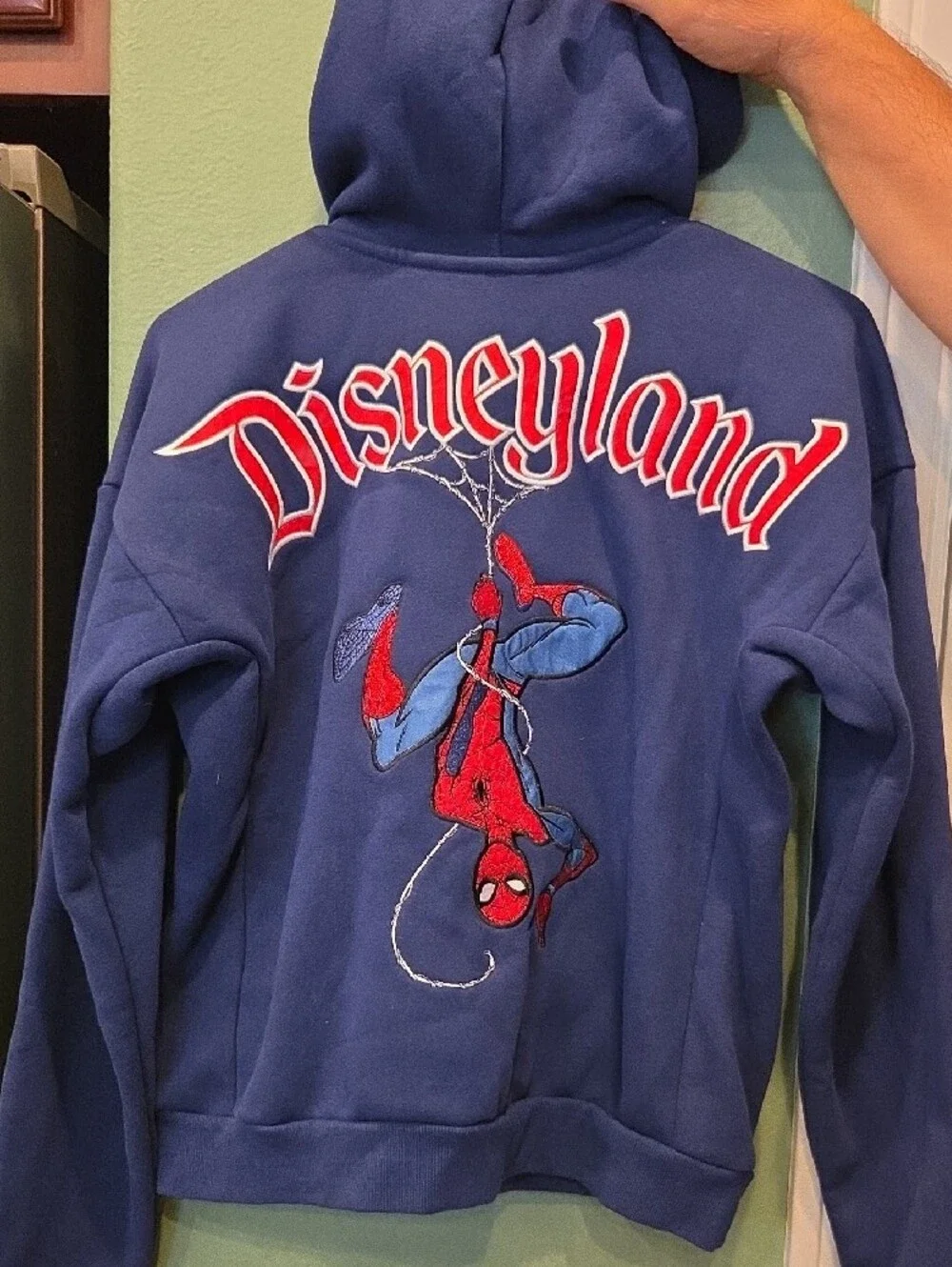 Marvel Navy Zip-Up Hoodie with Red and White Spider Web 'D' Logo